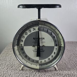 Vintage Enamel Hanson Farmhouse  Kitchen Weoghing Scale